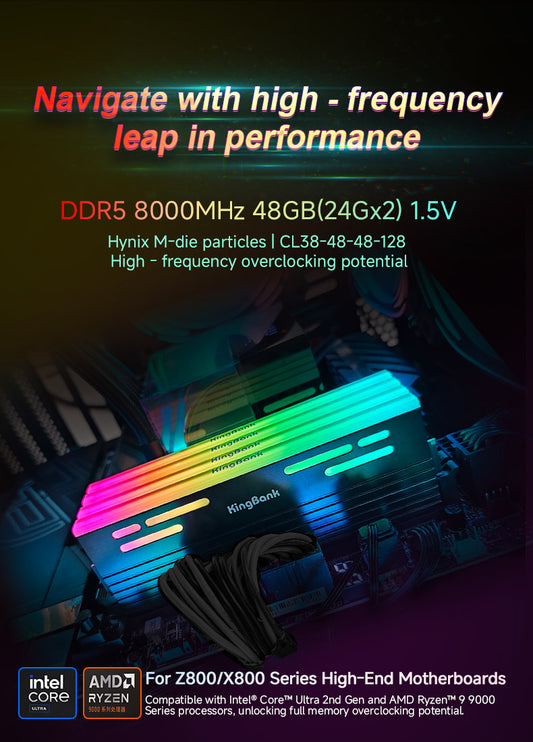 Kingbank RAM DDR5 48GB(2x24GB) 8000MT/s CL38 1.45 Black