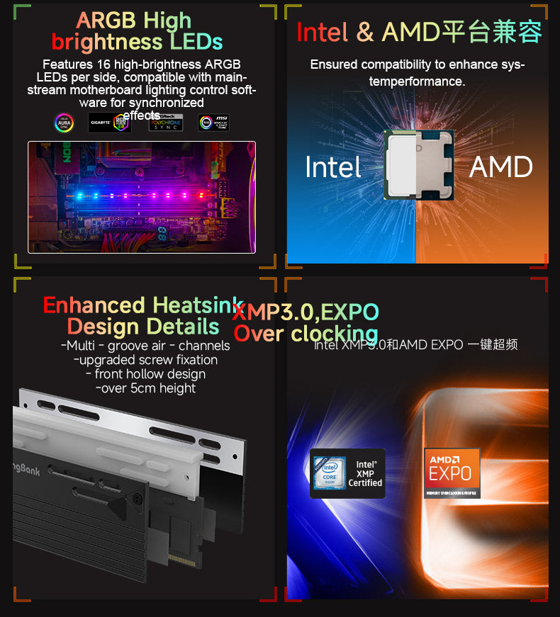 Kingbank RAM DDR5 48GB(2x24GB) 8000MT/s CL38 1.45 Black