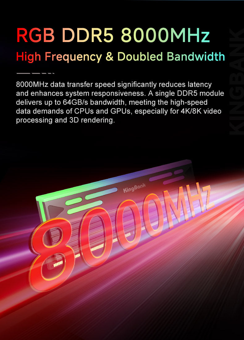 Kingbank RAM DDR5 48GB(2x24GB) 8000MT/s CL38 1.45 Black