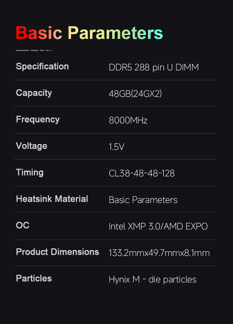 Kingbank RAM DDR5 48GB(2x24GB) 8000MT/s CL38 1.45 Black